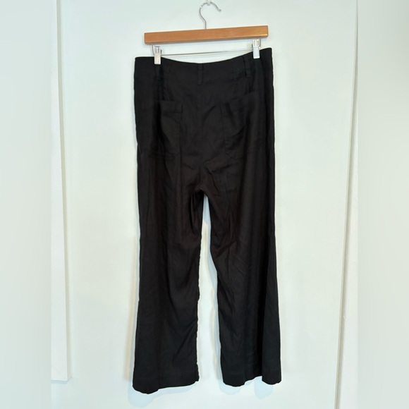 Anthropologie || Maeve Colette Linen Blend Wide Leg Ankle Crop Pants Black 31 - Picture 5 of 10